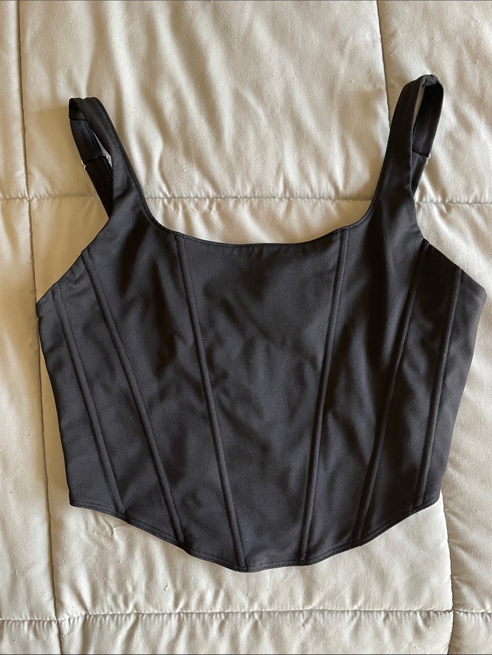 Reoria Black Women's Corset Crop Top